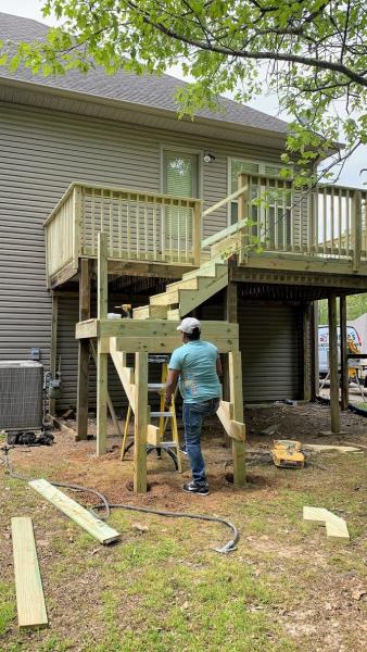 Two story deck installation