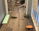 Brown LVT flooring installation