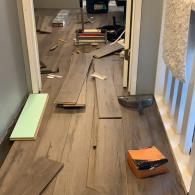 Brown LVT flooring installation