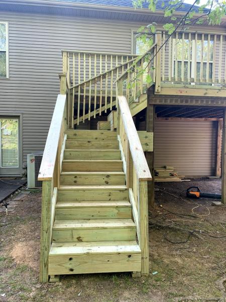 Two story deck with stairs
