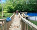 Wooden pool deck installation