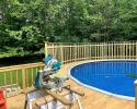 Pool deck with tall railing