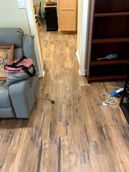 Newly installed wood flooring