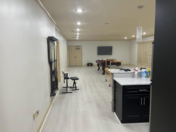 Finished basement with kitchen