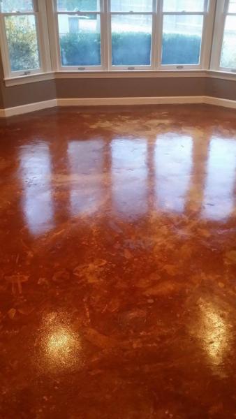 Brown stained concrete floor